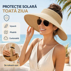 👒 Protejează-te de soare! Pălărie de plajă pliabilă cu boruri largi, eleganță și protecție totală! ☀️✨