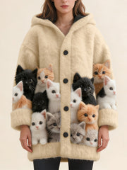 🐱【Nou sosit】Cardigan tricotat cu imprimeu pisică