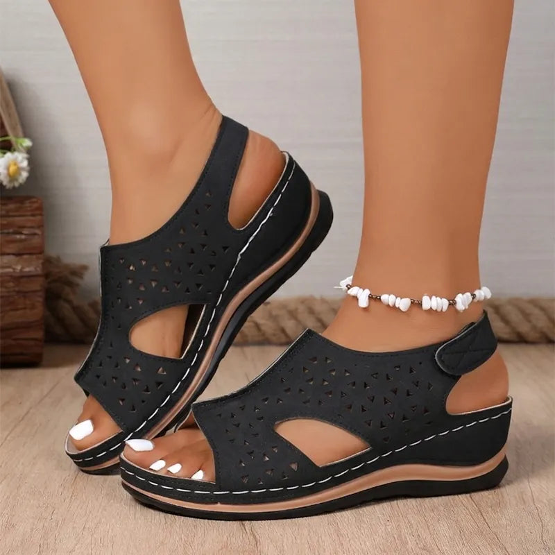 👡 Sandale Ortopedice din Piele cu Suport pentru Bolta Plantară – Decupaje Laser, Prindere cu Arici și Confort Plus Size! ☀️✨