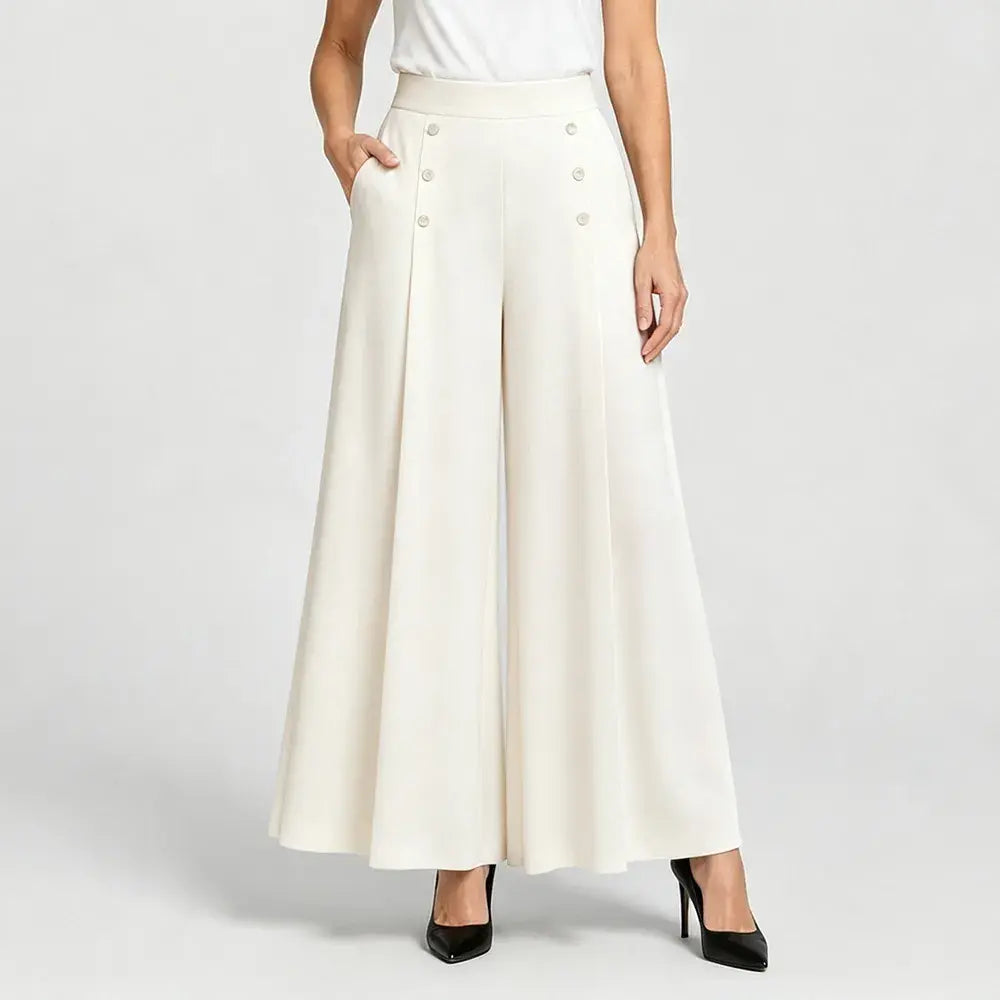 【M-5XL】Pantaloni eleganți, plisați, cu talie înaltă și croială largă, pentru femei
