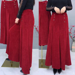 🤩【Țesătură îmbunătățită recent】Pantaloni cu picior larg din lână groasă și călduroasă 😚Croială lejeră și elasticitate ridicată