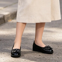 Pantofi din Piele cu Fundiță: Talpă Moale contra Oboselii, Colecția 2026, Mărimi 35-41