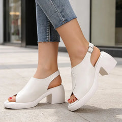 【Piele naturală premium de înaltă calitate】Sandale elegante și confortabile cu toc