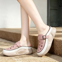 Saboți Casual Damă cu Platformă Moale: Design Decupat Respirabil, Stil Slippers Sport, Amortizare și Ameliorarea Durerilor de Picioare