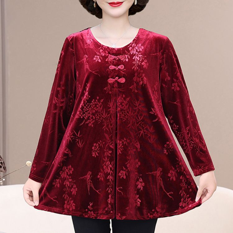 🔥【50% Reducere】🔥 Bluză nouă elegantă din catifea, cu imprimeu retro