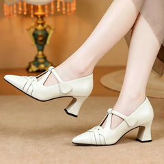 Tocuri înalte cu vârful ascuțit din piele naturală: elegante și confortabile, potrivite pentru purtare zilnică, înălțimea tocului 6 cm, mărimile 35-40.