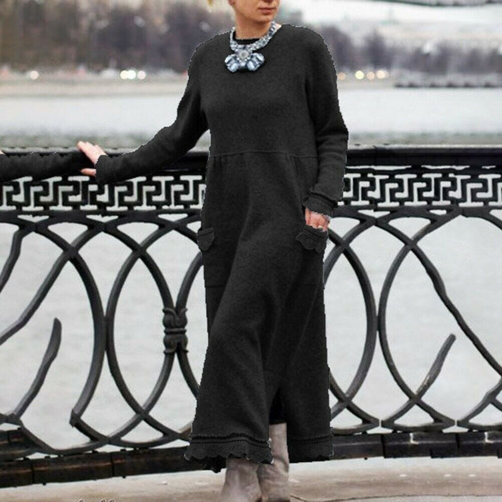 【S-5XL】Νέα πλεκτά φορέματα,Χαλαρή εφαρμογή για να κρύβει το λίπος