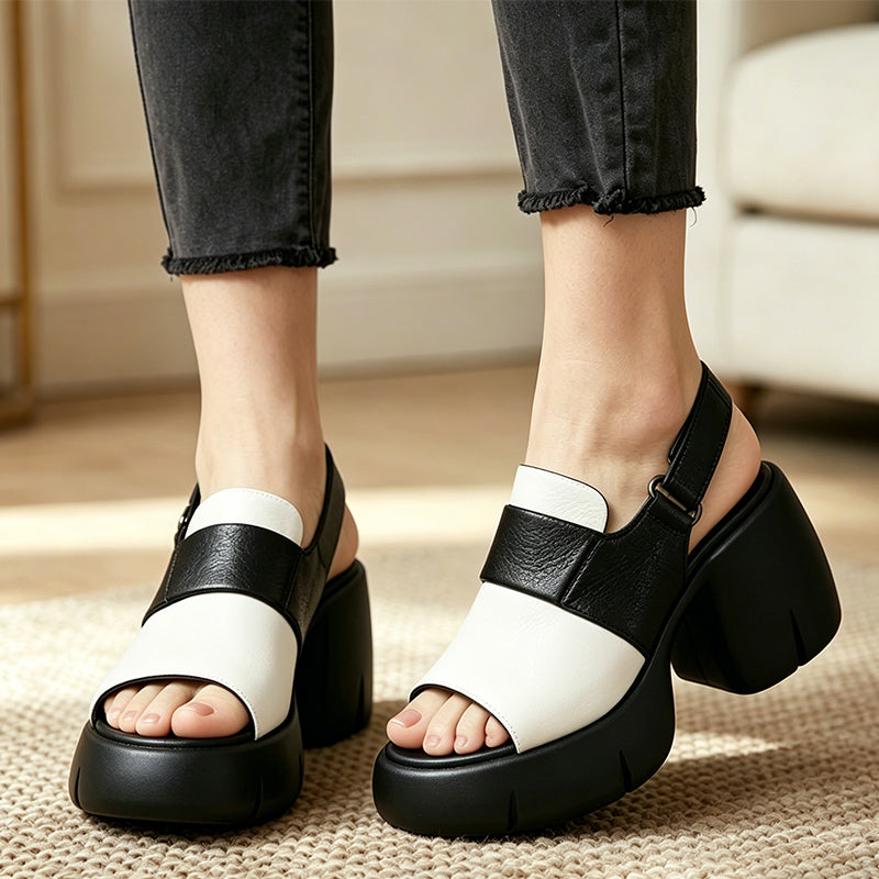Sandale Moderne cu Platformă și Toc Gros – Stil Minimalist, Stabilitate Maximă și Confort Zilnic! 👡✨