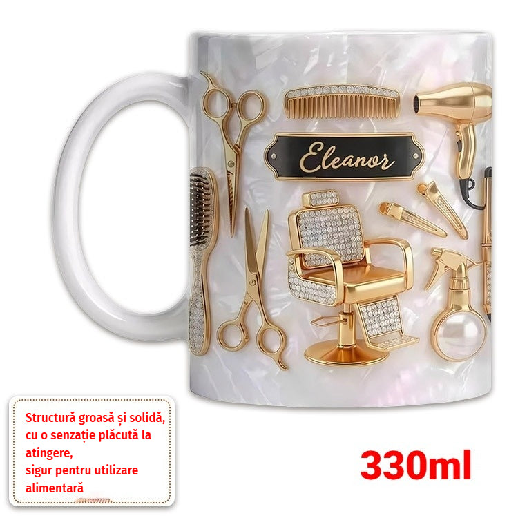 ☕【Design plin de personalitate】✂️ Cană de cafea din ceramică, stil luxos și unic