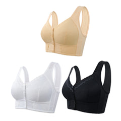 (3 τεμ)💕🎁【45kg-155kg】Υπέρμεγεθες σουτιέν, αναπνεύσιμο, από μαλακό βαμβάκι, με κουμπιά μπροστά——3895256