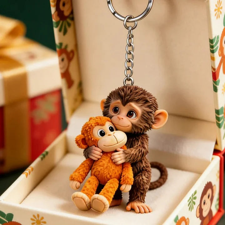 🎁Cumpără 1, primești 1 gratuit🐵💕Breloc 3D Maimuță Îmbrățișată