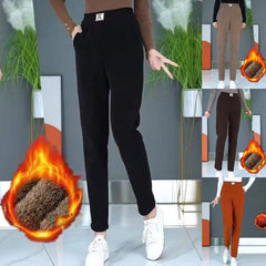 【Recomandat!】 Pantaloni groși, confortabili din catifea reiată, cu căptușeală fleece pentru iarnă