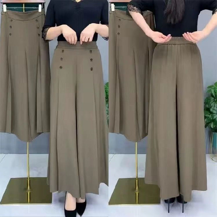 【M-5XL】Pantaloni eleganți, plisați, cu talie înaltă și croială largă, pentru femei