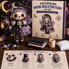 Set Kit DIY Păpușă Patchwork „Ziua Morților”, Pachet Complet de Cusut manual cu Instrucțiuni, Decorațiune Creativă de Halloween