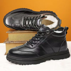 【39-44】Pantofi casual din piele pentru bărbați, de iarnă, confecționați din piele groasă și țesătură de bumbac, cu căptușeală de lână.