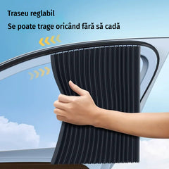 🚗【Set 4 bucăți】Perdele protecție solară cu șină glisantă pentru geamuri auto – izolează termic și protejează împotriva soarelui