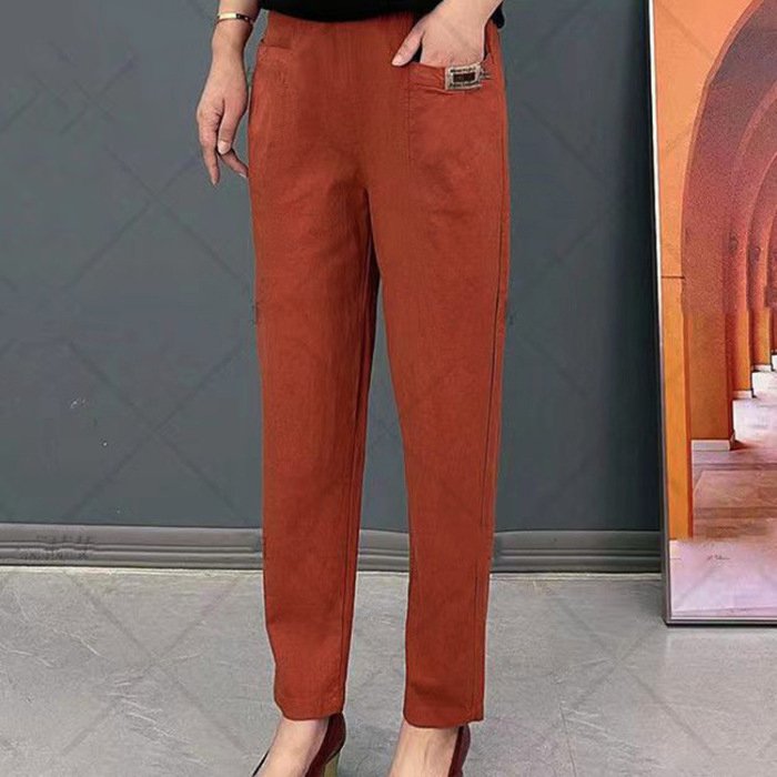 🔥【30%OFF！】🔥【M-6XL】🍃Pantaloni casual elastici respirabili cu talie înaltă pentru femei de vară