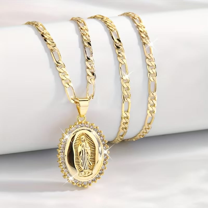 💝Maica Domnului să vă binecuvânteze cu pace și noroc – Pandantiv din aur luxos și elegant