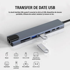 💻 Hub USB-C 8-în-1 Multifuncțional – Port HDMI 4K, Transfer Ultra-Rapid, Carcasă Premium din Aluminiu Răcoros, Ofertă Limitată! 🚀🔌