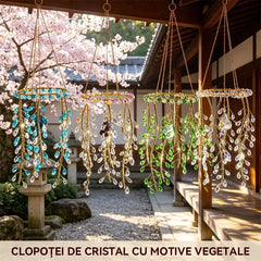 🍃💎Clopoțel de vânt cu crenguțe și frunze, din cristal natural pentru captarea luminii—— Energie Pozitivă și Relaxare pentru Căminul Tău!