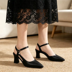 🖤✨【Piele premium atent selecționată】sandale elegante franțuzești cu toc gros