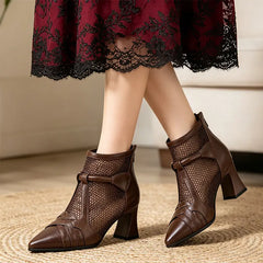 Botine Elegante cu Plasă și Toc Gros – Stil Rafinat, Stabilitate Maximă și Mers Fără Oboseală! ✨👠