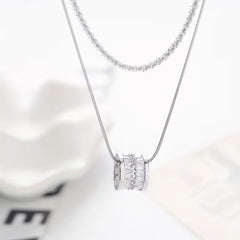 💖💎Colier elegant cu două straturi, cu claviculă din argint S925 cu diamante