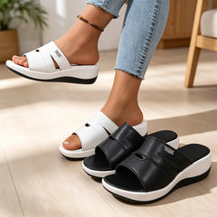 🖤Papuci eleganți din piele naturală, cu strasuri și talpă tip pană