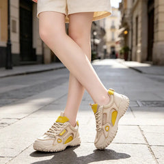 👟 Adidași Chunky din Piele Naturală și Plasă – Talpă Moale de 4cm, Ultra-Respirabili și Super Confortabili! 🌟✨