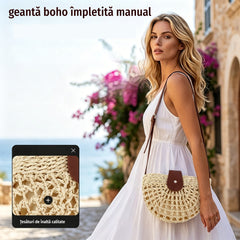 👜✨ geantă boho împletită manual, purtată pe umăr sau crossbody — cu bretea reglabilă și design ușor ✨