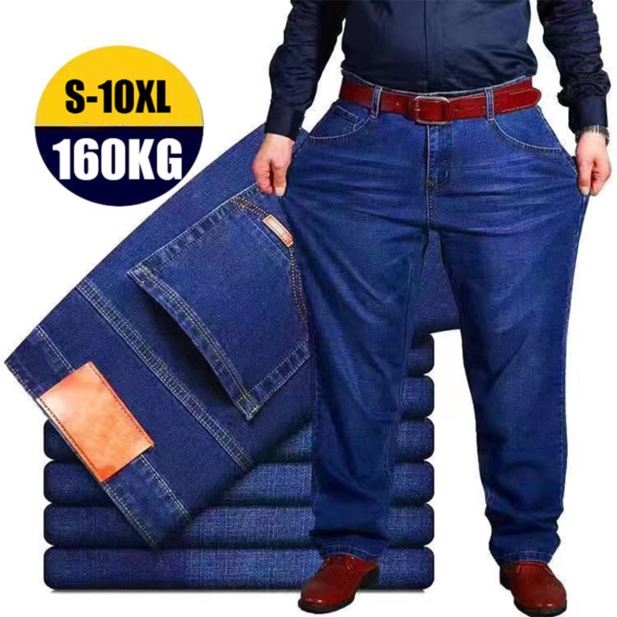 【Mari vânzări】Pantaloni casual de blugi pentru bărbați, mărimi mari, cu elasticitate ridicată