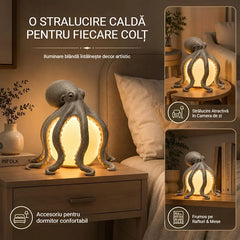 Veioză de Masă Creativă în Formă de Caracatiță, Lampă Decorativă din Rășină Stil Marin, Lumină de Veghe pentru Dormitor și Living