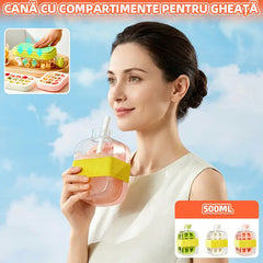 🧊 [500 ml] aparat 2 în 1 pentru preparare rapidă a gheții｜tăviță pentru cuburi + sticlă de apă, indispensabil vara ✨