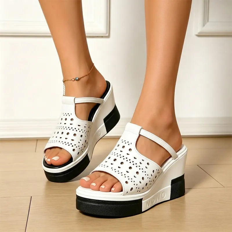Saboți de Vară cu Platformă și Decupaj Peep-Toe: Papuci Eleganți și Confortabili, Mărimi Mari 35-43