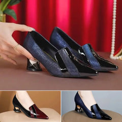 🔥[Premiat]👡 Pantofi cu toc, stil francez, lucioși, moderni și eleganți, fabricați din piele lăcuită moale, comozi de purtat