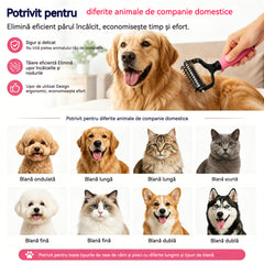 🐱2 buc🐈 Perie Multifuncțională 3-în-1 pentru Descâlcirea și Îndepărtarea Părului de Animale: Pieptene Eficient pentru Câini și Pisici