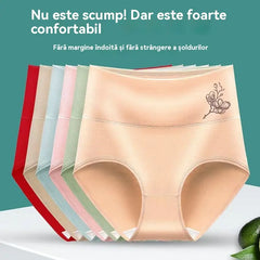 💖【Set de 6 bucăți】Chiloți din bumbac pur cu talie înaltă, efect de ridicare a feselor, mărimi mari