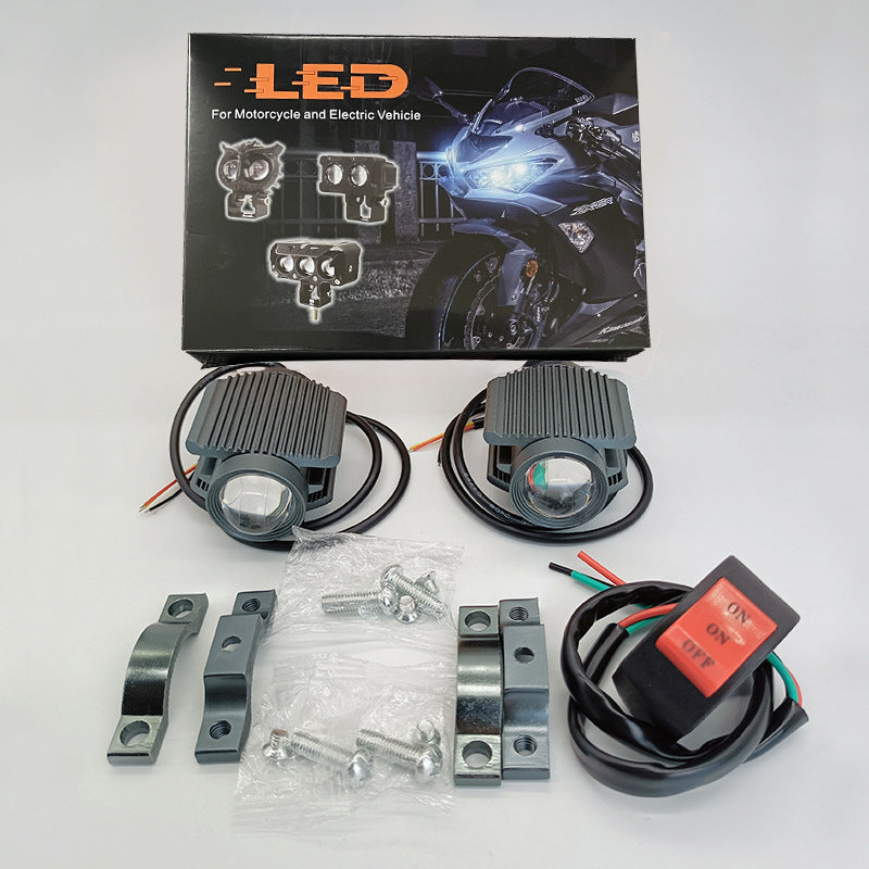 Upgrade Moto 2026 ✨ Proiectoare LED Ultra-Puternice Model Cobra 🏍️ 3 Culori + Stroboscop pentru Siguranță Maximă!