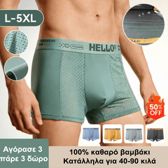 🔥🔥【Cumpără 3, primești 3 cadou】Boxeri bărbătești din mătase glaciară cu design respirabil din plasă【Potrivit pentru 40-90 kg】