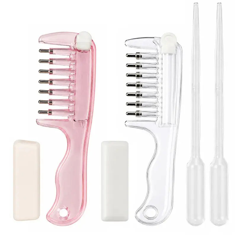 Pieptene Aplicator pentru Scalp și Uleiuri Esențiale – Cu bile de masaj și recipient gradat (Ofertă Specială 1+1 GRATIS / Set de 2 bucăți) 💆‍♀️✨