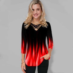 🔥[Bluză în Trend la Reducere] 🔥Bluză la modă cu decolteu în V, 100% bumbac