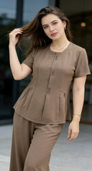 🔥 Set 2 Piese pentru Damă (Bluză + Pantaloni) – Lejer, Elegant, Mărimi Mari, Stil Modern pentru Femei Mature