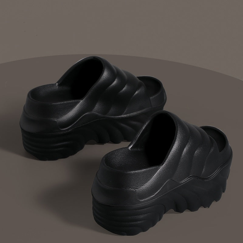 【30%OFF】【36-41】2026 papuci noi de vară pentru femei, cu talpă groasă, cu tocuri cu pană, pentru purtarea exterioară, înălțirea și slăbirea pantofilor