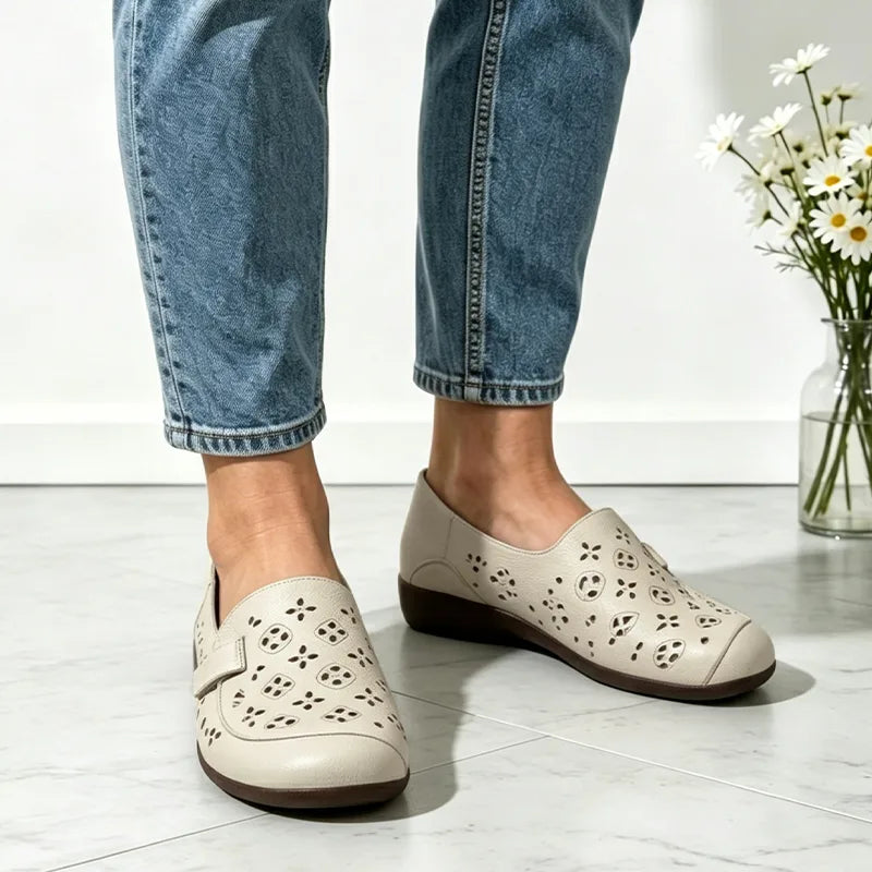 【piele naturală premium îmbunătățită】pantofi casual noi, confortabili, cu design perforat respirabil
