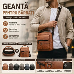 🏆【Variantă premium din piele naturală】Geantă bărbătească vintage casual de umăr, cu capacitate mare