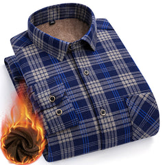 👔Cămașă bărbătească nouă călduroasă, din fleece, cu două fețe, potrivită pentru iarnă, elegantă și versatilă