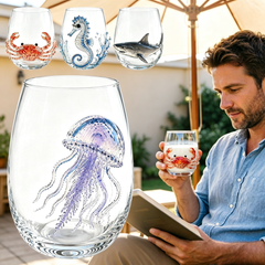 Pahar de Whisky Premium din Sticlă Suflată Manual, Model Caracatiță 3D Artizanală, Pahar Creativ pentru Cocktail și Bar, Cadou de Lux