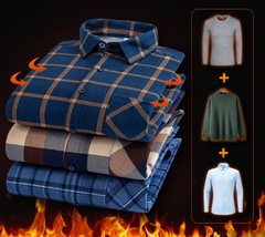 👔Cămașă bărbătească nouă călduroasă, din fleece, cu două fețe, potrivită pentru iarnă, elegantă și versatilă