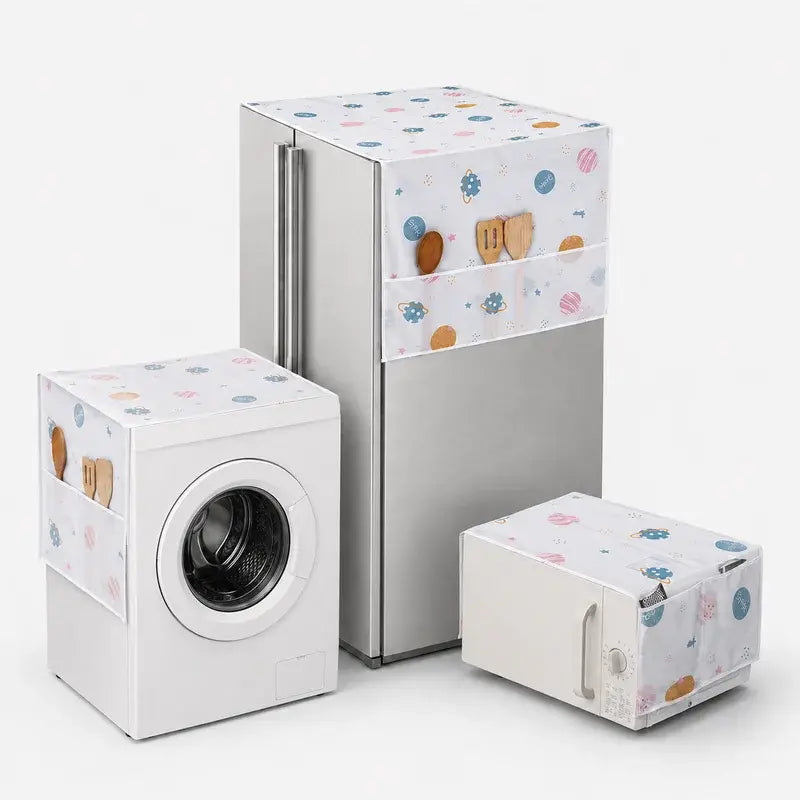 🏡【3 bucăți/set】Huse universale pentru electrocasnice — protecție împotriva prafului pentru frigider, mașină de spălat și cuptor cu microunde