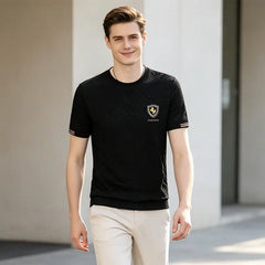 🐎Tricou bărbătesc premium cu broderie "cal de luptă" – ușor și respirabil, cu senzație răcoroasă ca mătasea de gheață